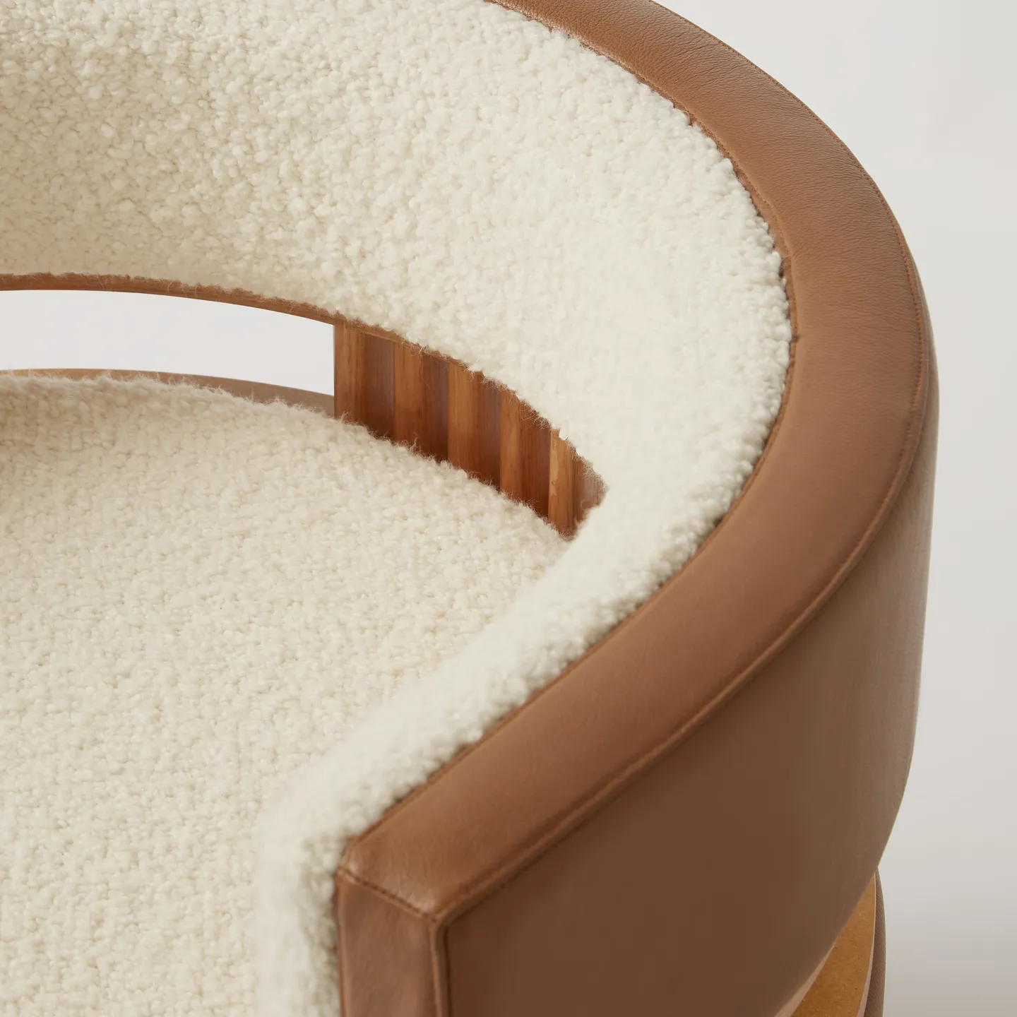 Ada Chair leather arm and upholstery detail