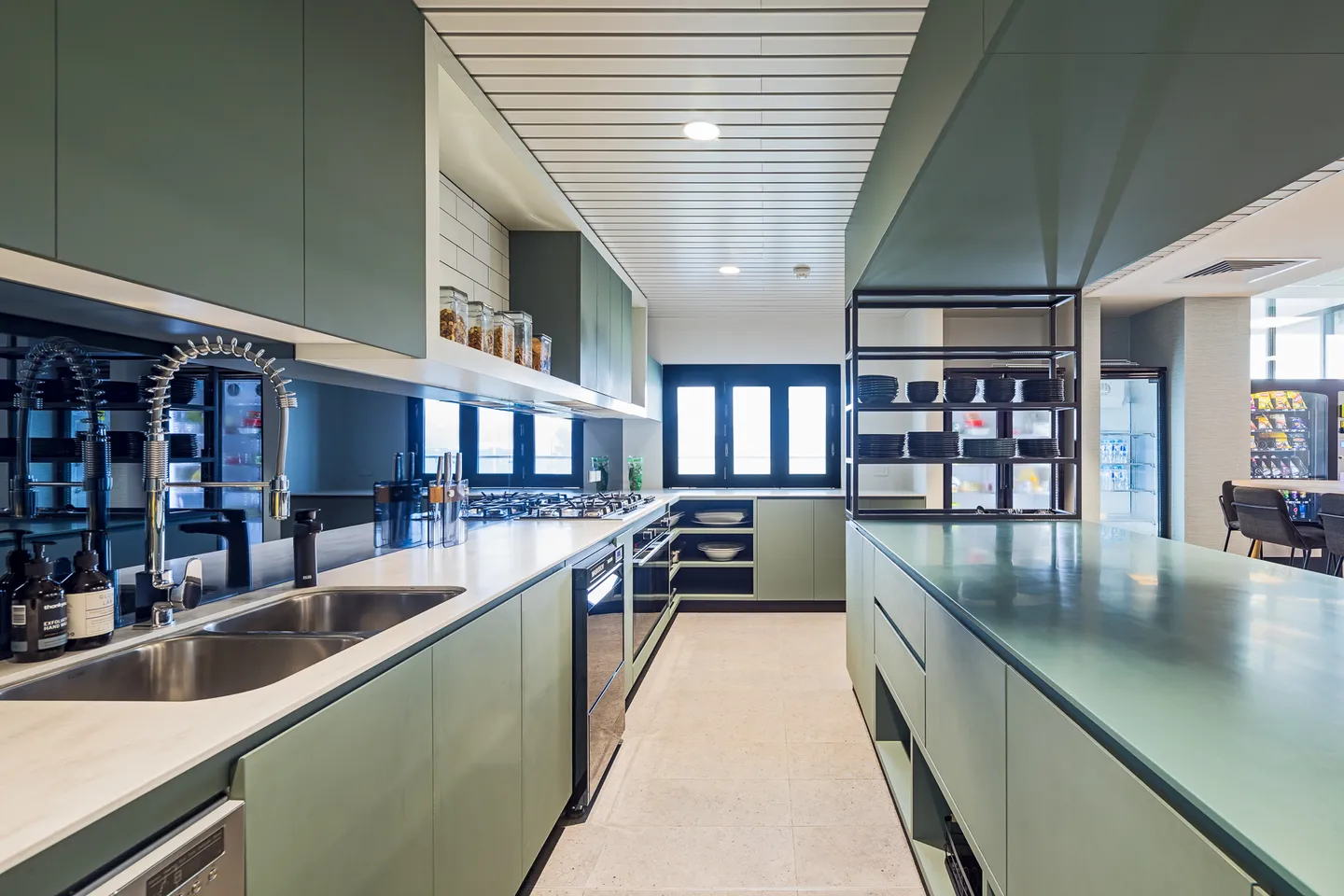 Commercial kitchen benches, cupboards and shelving — West Tigers Centre of Excellence